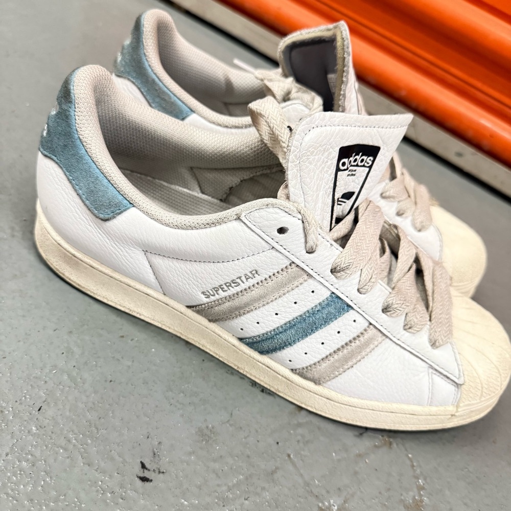 Used adidas Superstar Cream White Preloved Blue Men’s Size 11.5